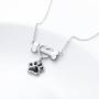 925 Sterling Silver Cute Paw Print Pendant Necklace for Women