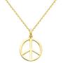 The World Jewelry Center 14k Yellow Gold Peace Sign Pendant with 0.9mm Cable Chain Necklace