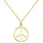 The World Jewelry Center 14k Yellow Gold Peace Sign Pendant with 0.9mm Cable Chain Necklace