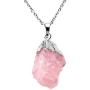 Top Plaza Reiki Healing Crystal Stone Pendant Necklace Irregular Natural Raw Rose Quartz Gemstone Necklaces for Womens