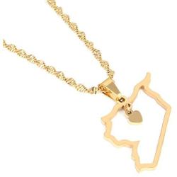 Stainless Steel Syria Map Pendant Necklaces Syria Map Outline Pendant Necklace Syrians Jewelry (Gold)