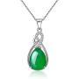 Womens Platinum Plated Pear-Shaped Simulated Agate Pendant Teardrop Necklace Birthstone Jewelry Gifts for Mother ZY048