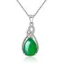 Womens Platinum Plated Pear-Shaped Simulated Agate Pendant Teardrop Necklace Birthstone Jewelry Gifts for Mother ZY048
