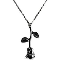 Rosa Vila 3D Rose Necklace, Romantic Rose Gifts For Women, Flower Pendant Necklace, Beauty And The Beast Jewelry, Rose Jewelry, Rose Pendant Necklace In Gold, Silver, Rose Gold, Or Carbon Black