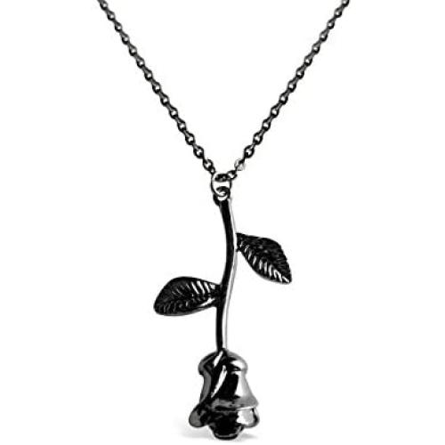 Rosa Vila 3D Rose Necklace, Romantic Rose Gifts For Women, Flower Pendant Necklace, Beauty And The Beast Jewelry, Rose Jewelry, Rose Pendant Necklace In Gold, Silver, Rose Gold, Or Carbon Black