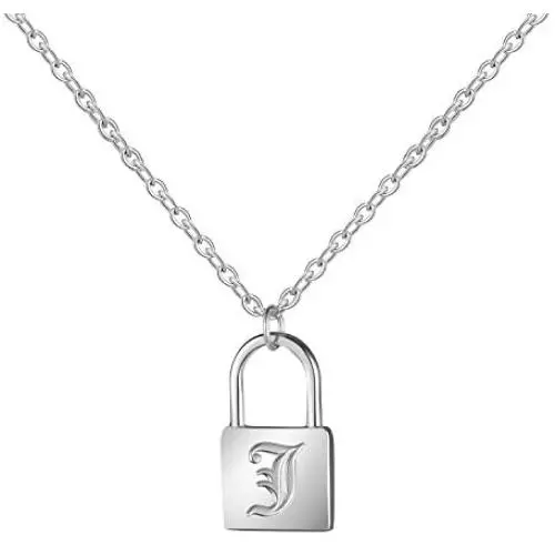 Silver Dainty Initial J Lock Necklace Cute Tiny Simple Minimalist Personalized Jewelry Letter Engraved Unique Fancy Trendy Christmas Gifts for Her Teen Girl Women Wife Mom BFF Friend Silver Dainty Initial J Lock Necklace Cute Tiny Simple Minimalist Personalized Jewelry Letter Engraved Unique Fancy Trendy Christmas Gifts for Her Teen Girl Women Wife Mom BFF Friend
