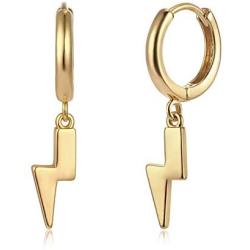 Fettero Gold Huggie Hoop Earrings Star Cross Lock Lightning Spike Evil Eye Fan Bead Dangle Drop Snake Sleeper 14K Gold Plated Dainty Minimalist Simple Boho Hypoallergenic Jewelry Gift for Women Men
