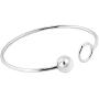 AeraVida Modern Circle and Ball Open Wrap .925 Sterling Silver Cuff Bangle Bracelet