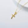 18K Real Yellow Gold Cross Necklace, Gold Diamond Cut Cross Pendant Jewelry Blessed Love Gifts for Her, 18 inch