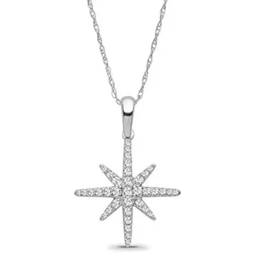 Sterling Silver Diamond Star Pendant Necklace (1/3 cttw, I-J Color, I2-I3 Clarity), 18'' Sterling Silver Diamond Star Pendant Necklace (1/3 cttw, I-J Color, I2-I3 Clarity), 18''
