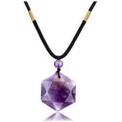 CrystalTears Hexagram Natural Reiki Healing Crystal Stone Gemstone Necklace Star of David Amulet Pendant Necklace Jewelry for Men