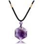 CrystalTears Hexagram Natural Reiki Healing Crystal Stone Gemstone Necklace Star of David Amulet Pendant Necklace Jewelry for Men