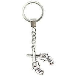 Fashion Men Jewelry Keychain Metal Holder Chain Double Gun Antique Bronze Antique Silver Pendant Gift