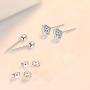 GULICX 3 Pairs Sterling Silver Small Hoop Stud Earrings Hypoallergenic Huggie Hinged Unisex Sleeper Hoops Earrings, Tiny Cartilage CZ Ball Earrings Piercing Jewellery for Women Girls