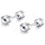 2 Pairs Stud Earrings Set,Hypoallergenic Double Round Cubic Zirconia 316L Stainless Steel Screw back Earrings for Men,Women,Boys & Girls