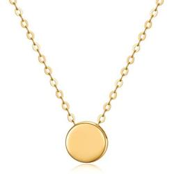 14K Solid Gold Dot Necklace for Women 7mm Round Dot Adjustable Choker Pendant Necklace Fine Jewelry for Her, Wife, Mom, Girls 16''-18''