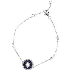 Effy 14K White Gold Sapphire & Black/White Diamond Circle Bracelet, 0.68 TCW