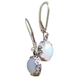 Recycled Vintage White 1960s Cold Cream Bottle Sterling Silver Botanical Leverback Earrings