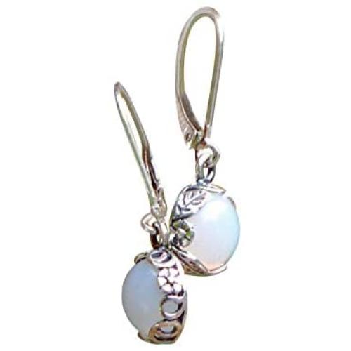 Recycled Vintage White 1960s Cold Cream Bottle Sterling Silver Botanical Leverback Earrings