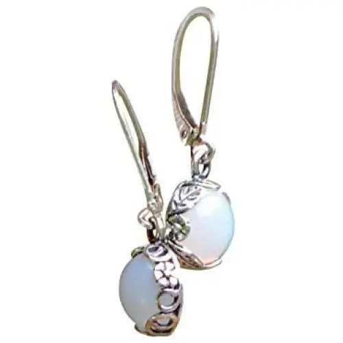 Recycled Vintage White 1960s Cold Cream Bottle Sterling Silver Botanical Leverback Earrings