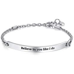 Arifoo Bracelets for Women Personalized Inspirational Jewelry Mantra Cuff Bangle Friend Encouragement Gift for Her