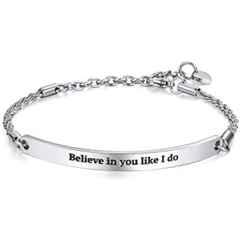 Arifoo Bracelets for Women Personalized Inspirational Jewelry Mantra Cuff Bangle Friend Encouragement Gift for Her