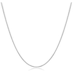 FUNRUN JEWELRY 925 Sterling Silver 1mm Round Snake Chain Necklace for Women Men 16''-30''