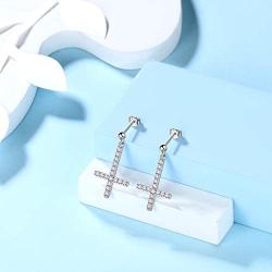Women Mens Inverted Cross Earrings Zirconia Iced Out Upside Down Cross Dangle Earrings Sterling Silver/Black Metal/18K Gold Plated St. Peter Earrings Satanic Symbols Statement Jewelry