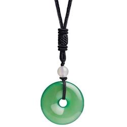 iSTONE Unisex Genuine Round Gemstone 20mm Beads Pendant Necklace with Adjustable Nylon Cord 24 Inch