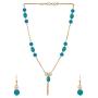 Efulgenz Indian 14 K Gold Plated Blue Faux Pearl Beads Strand Neckalce Earrings Set Fashion Costume Jewelry