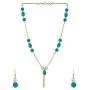 Efulgenz Indian 14 K Gold Plated Blue Faux Pearl Beads Strand Neckalce Earrings Set Fashion Costume Jewelry
