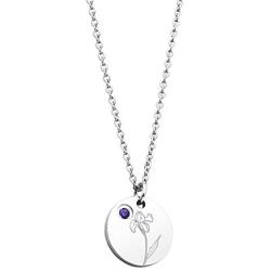 Ankiyabe Birth Month Flower Necklace with Birthstone Engraved Floral Disc Necklace Birthday Flower Birthday Gift for Mom Daughter Best Friend