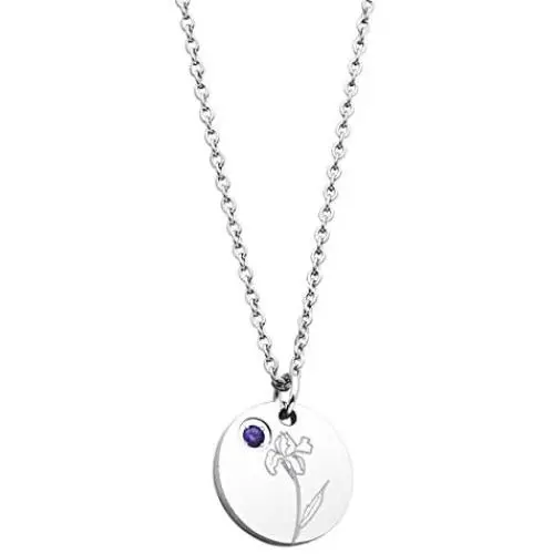 Ankiyabe Birth Month Flower Necklace with Birthstone Engraved Floral Disc Necklace Birthday Flower Birthday Gift for Mom Daughter Best Friend Ankiyabe Birth Month Flower Necklace with Birthstone Engraved Floral Disc Necklace Birthday Flower Birthday Gift for Mom Daughter Best Friend