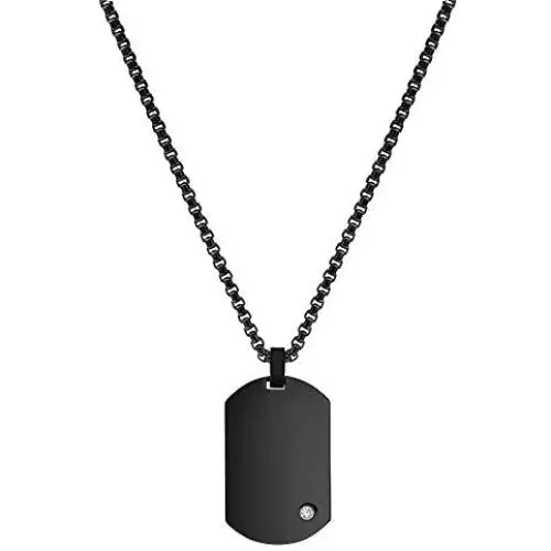 Geoffrey Beene Mens Engraving-Stainless Steel Dog Tag Pendant Necklace with Cubic Zirconia Stone Geoffrey Beene Mens Engraving-Stainless Steel Dog Tag Pendant Necklace with Cubic Zirconia Stone