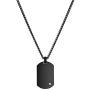 Geoffrey Beene Mens Engraving-Stainless Steel Dog Tag Pendant Necklace with Cubic Zirconia Stone