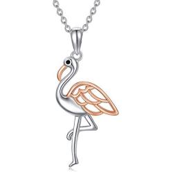 WINNICACA Flamingo Gifts for Women 925 Sterling Silver Pink Flamingo Decor Pendant Necklace Hoop Earrings Jewelry for Teen Girls Birthday Mothers Day Gifts for Her