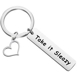 HOLLP The Good Place Inspired Gift Ted Danson Quote Jewelry Take It Sleazy Keychain The Good Place Fans Gift