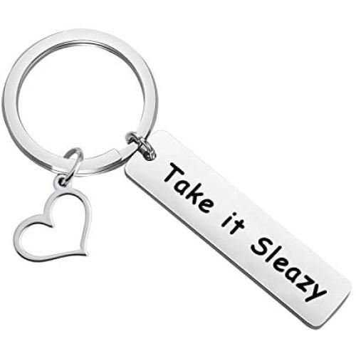 HOLLP The Good Place Inspired Gift Ted Danson Quote Jewelry Take It Sleazy Keychain The Good Place Fans Gift