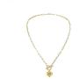 NEULRY Modern Heart Shaped Necklace Paperclip Link Chain 18K Gold Plated Handmade for Women and Girl Gifts