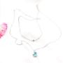 Gortin Choker Layer Necklace Boho Turquoise Pendant Necklaces Beads Chain Jewelry for Women and Girls (Silver)