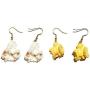 Vavhoo 2 pairs Cool Funny Simulation Yellow White Popcorn Earrings Girl Cute Trendy Food Drop Dangle for Young Women Ladies Korean Style