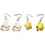 Vavhoo 2 pairs Cool Funny Simulation Yellow White Popcorn Earrings Girl Cute Trendy Food Drop Dangle for Young Women Ladies Korean Style