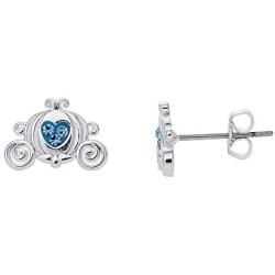 Disney Princess Cinderella Jewelry, Royal Carriage Silver Plated Stud Earrings