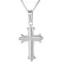 7/8 inch Sterling Silver Cross Fleury Necklace for Women and Men Solid Back Flawless High Polished Finish 0.8mm Box_Chain 7/8 inch Sterling Silver Cross Fleury Necklace for Women and Men Solid Back Flawless High Polished Finish 0.8mm Box_Chain