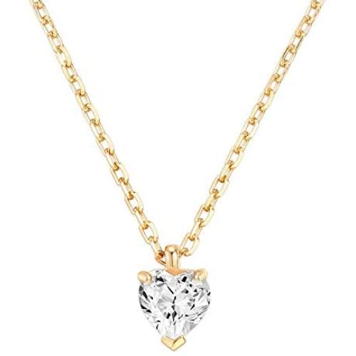 PAVOI 14K Gold Plated 925 Sterling Silver CZ Diamond Pendant Necklace for Women | Adjustable Slider