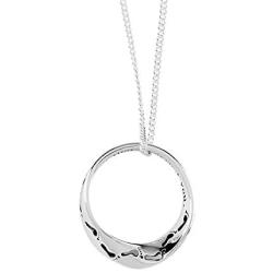 Cherishables Footprints in The Sand Engraved Mobius Circle Silver Plated 18 inch Pendant Necklace