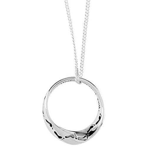 Cherishables Footprints in The Sand Engraved Mobius Circle Silver Plated 18 inch Pendant Necklace