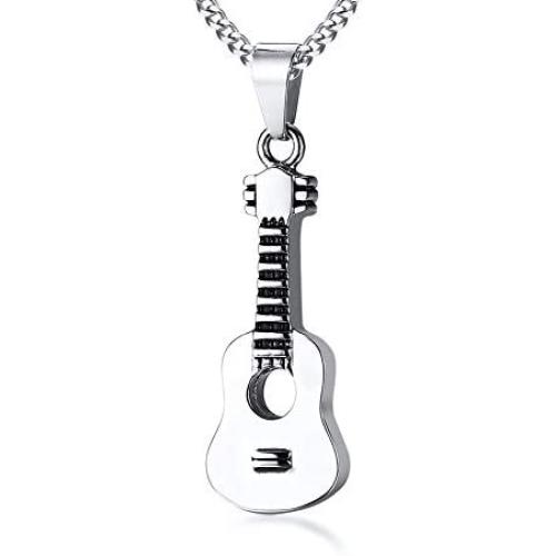 XUANPAI Stainless Steel Guitar Cremation Pendants Ashes Holder Memorial Urn Necklace for Man Women Ash Memorial XUANPAI Stainless Steel Guitar Cremation Pendants Ashes Holder Memorial Urn Necklace for Man Women Ash Memorial