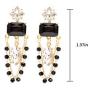 Mixed Crystal Rhinestone Cluster Chandelier Long Dangle Statement Earrings for Women- Art Deco Length 1.97in
