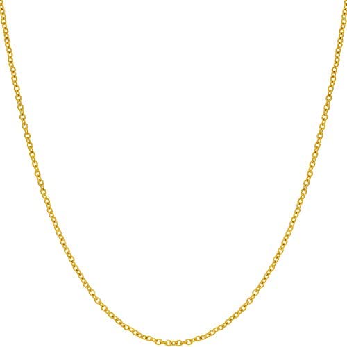 Lifetime Jewelry 1.2mm Cable Link Chain Necklace for Women and Men 24k Gold Plated
